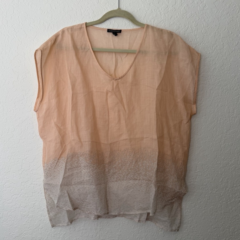 Eileen Fisher Womens Boxy Top Small Oversized Pullover Lightweight Airy Beachy